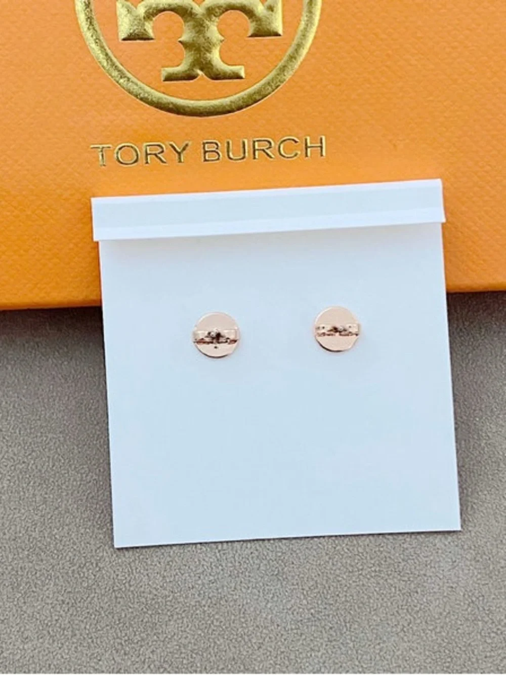 Tory Burch Gold-Tone Pink Pearl Cluster Logo Stud Earrings